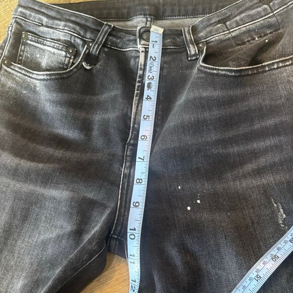 R13 Shredded Hem Black Skinny High Waisted Splatter Jeans Size 30 - Picture 10 of 10